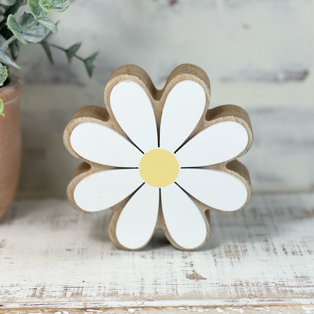 Wood Flower Tabletop Decor Tiered Tray Decor